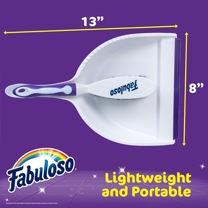 Fabuloso Brush and Dustpan Set Compact Hand Broom Floor Sweeper with Snap-Together Storage and Hanging Hole Quick Sweeping for Kitchen Bathroom Office and Car White and Purple Single Set