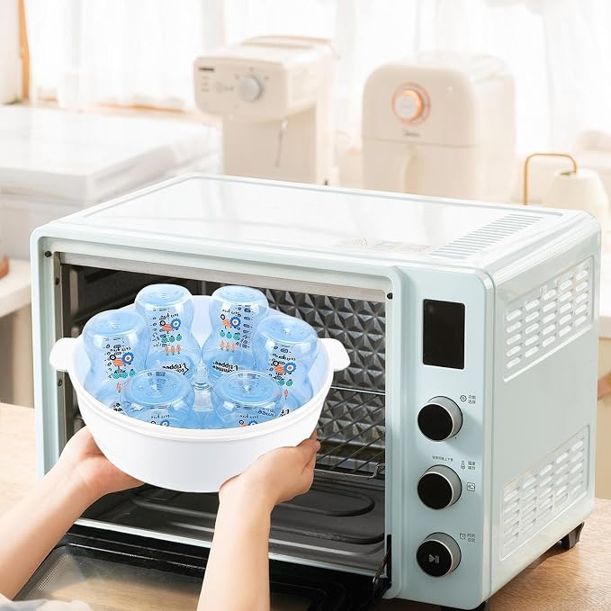 Microwave Steam Steriliser – PP ABS 8.86x8.66x6.89 Inches | Bottle Cleaner Microwave Safe High Temperature Case | Bottle Sterilizer Container for Hygienic Cleaning and Home Use