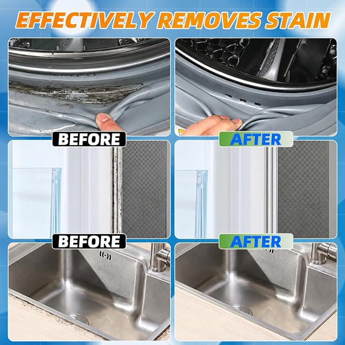 Mold Stain Cleaner Gel, 8 Fl oz Washing Machine Cleaner for Pools, Toilets, Doors and Windows, All-Purpose Household Remover Gel for Washing Machine Seal, Bathroom Grout, Shower Caulk, Tile, Sink