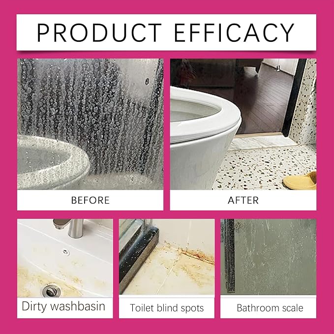Quatrel Gefanly Bathroom Cleaner, Powerful Pink Bathroom Descaler Cleaner Foam Spray, All Purpose Hard Water Stain Remover, Gentle Formula, for Tub Floor Tile, Shower, Toilet, Bathtub, Glass