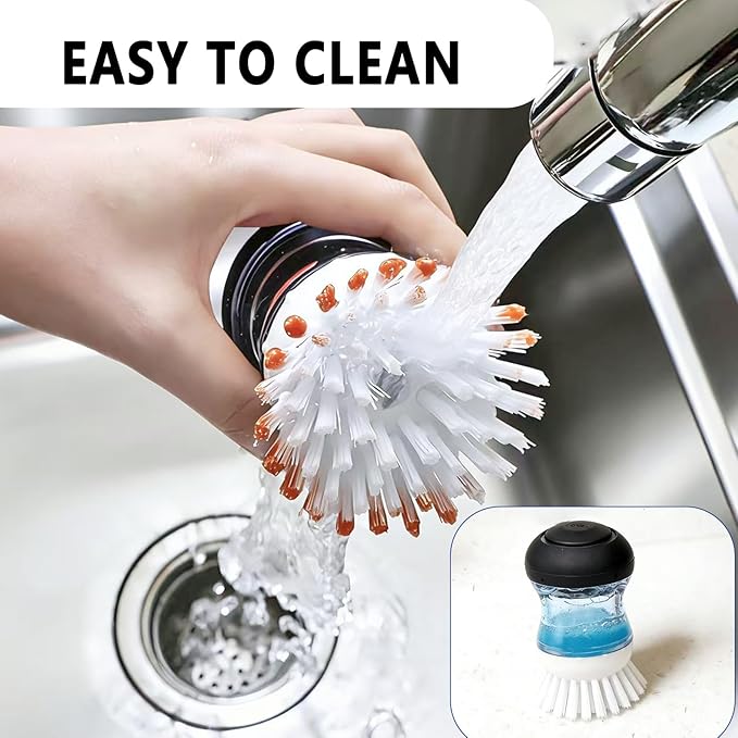 Scrub Brush 4 Pack for OXO Soap Dispenser & Dish Brush | Refill B compatible, stiff nylon bristles, white round 2.75" heads, kitchen sink brush, dish wand refill, safe for non-stick