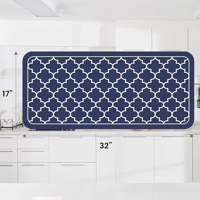 WISELIFE Dish Drying Mat Super Absorbent Drying Mat Large Dish Drying Mats for Kitchen Counter Easy Clean Dish Mat Kitchen Drying Mat18"x 32" Stylish Blue