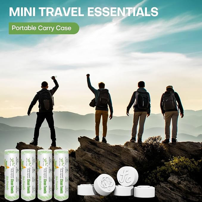 Compressed Towel Tablets Bulk 500 Pcs with 4 Dispenser, Mini Coin Tissue Cotton Biodegradable Disposable Washcloths, Portable Facial Towels for Home Travel Office Camping Gym Supplies