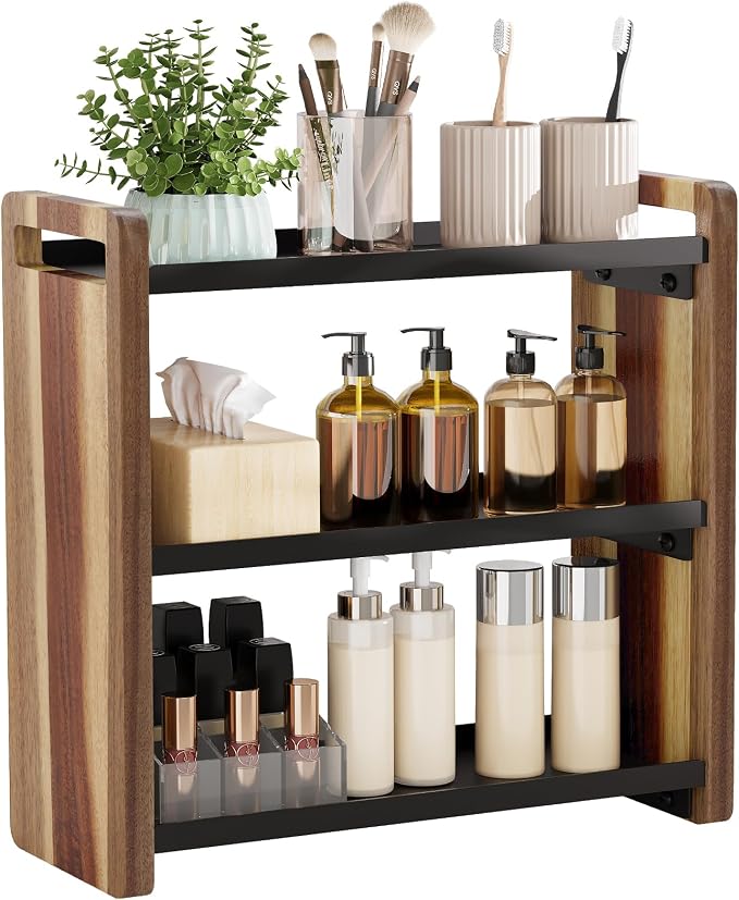 Bathroom Counter Organizer,Bathroom Counter Shelf,Bathroom Organizers,Organizers and Storage,Under Sink Organizer,Cologne Organizer For Men,Cologne Cabinet,Vanity Shelf(Acacia 3 Tier)
