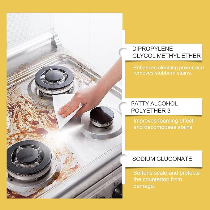 Kitchen Heavy Oil Cleaner, Kitchen Cleaner, Multipurpose Oil Stain Remover,Kitchens Grease Cleaner, Grease Remover, for Appliances Countertops Range Hoods