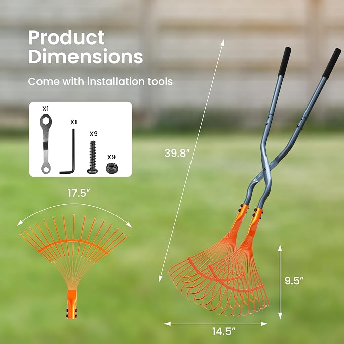 Leaf Grabbers for Yard Work, Leaf Picker Upper Grabber with Long Steel Handle & Wide Steel Claw, Cushioned Grip, Leaf Pickup Tools for Leaves, Lawn Clippings, Twigs Yard Waste