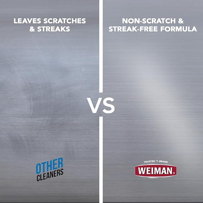 Weiman Stainless Steel Cleaner & Cooktop Heavy Duty Polish - Powerful Appliance Kitchen Cleaning Kit
