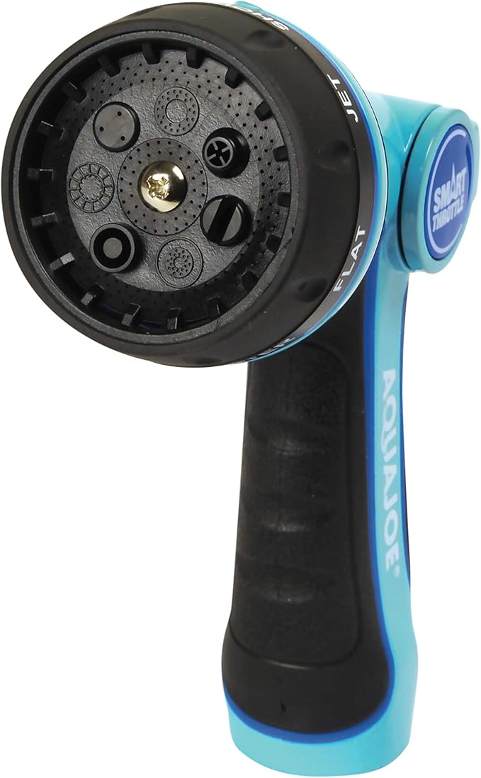 Aqua Joe AJHN102 Heavy-Duty Metal Multi-Function Hose Nozzle with Smart Throttle and 7 Sprayer Patterns