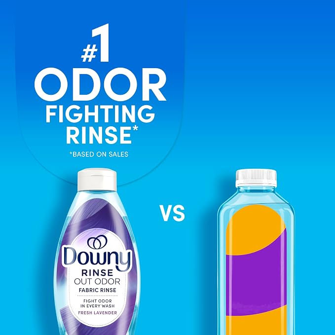 Downy RINSE & REFRESH Laundry Odor Remover and Fabric Softener, Fresh Lavender, 48 fl oz, Safe on ALL Fabrics, Gentle on Skin, HE Compatible