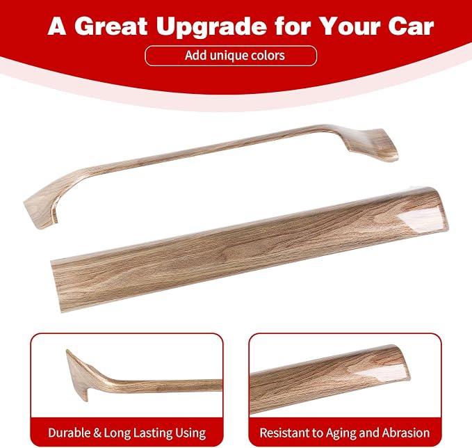 for Silverado Center Console Dashboard Panel Trim Cover for Chevy Silverado 2022 up Brown Wood Grain Interior Accessories 2pcs