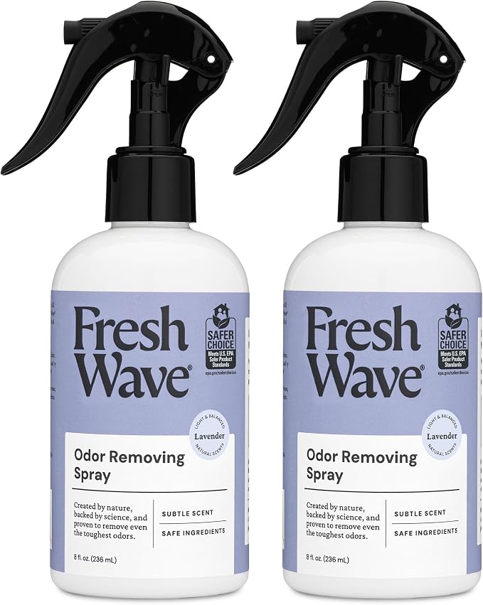 Fresh Wave Lavender Room and Fabric Air Freshener Spray, 2-Pk, 8 oz | Plant-based formula, Pet-safe and people-safe, Fabric and room deodorizer , For upholstery, carpets, shoes, and pet bedding