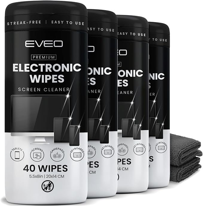 Electronic Wipes Streak-Free Screen Cleaner, TV Screen Cleaner for Smart TV, Screen Wipes Computer Cleaner, TV Cleaner for Electronics: Laptop, Car Phone, iPad | Microfiber Cloth Included [160 Wipes]