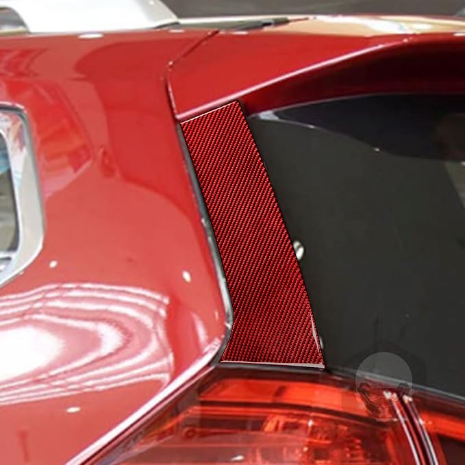 Red Real Carbon Fiber Trim for Nissan Rogue Accessories | for 2014-2020 / Rogue Sport 2017-2022 C-Pillar Decor Sticker Interior Thick Overlay Decal