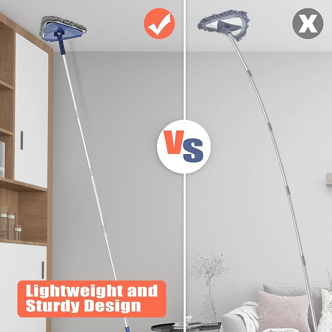 JEHONN Wall Cleaner Mop with Long Handle 82 Inches, 3-in-1 Ceiling Cleaning Tool Duster with 6 Replacement Microfiber Chenille Pads for Painted Walls, Window, Floor, Baseboard