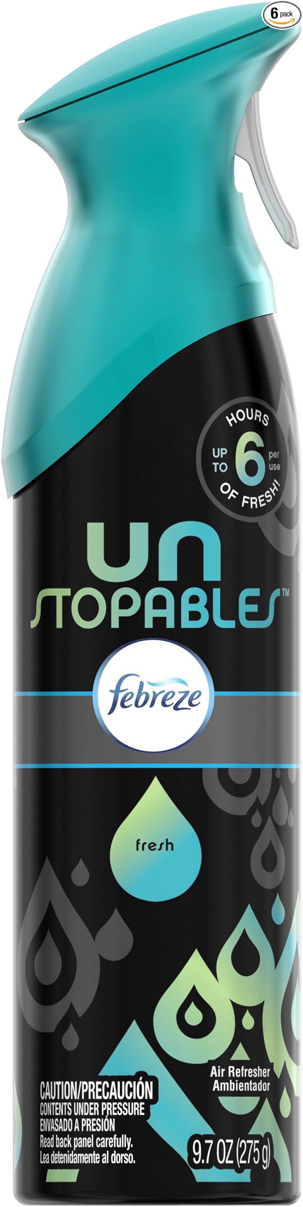 Febreze Air Freshener, Unstopables Air Freshener, Fresh Air Freshener, 9.7 Oz, 6 Count