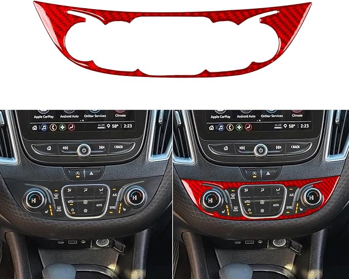 Real Carbon Fiber A/C Control Central Console Panel Interior Trim Sticker Compatible with Chevy Malibu 9th Gen 2016 2017 2018 2019 2020 2021 2022 2023 2024 Accessories Decals
