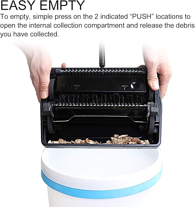 Yocada Carpet Sweeper Cleaner Manual Hand Push Non-Electric Black | for Home Office Low Carpets Rugs Undercoat Carpets Pet Hair Dust Scraps Paper Small Rubbish Cleaning with a Brush