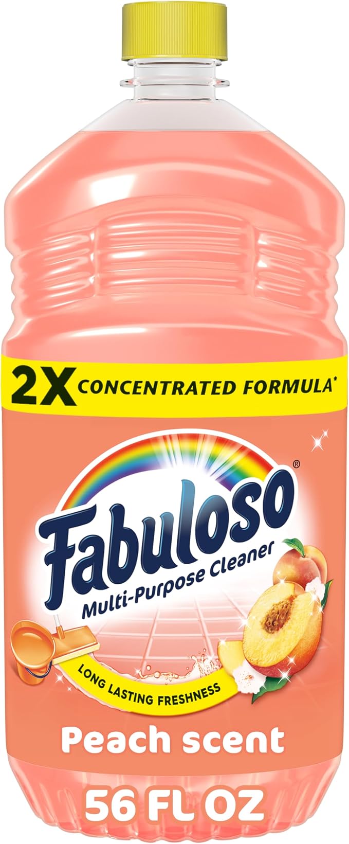 Fabuloso 2X Multi-Purpose Cleaner, No Rinse Floor Cleaner, Long-Lasting Freshness, Peach Scent, 56 fl oz
