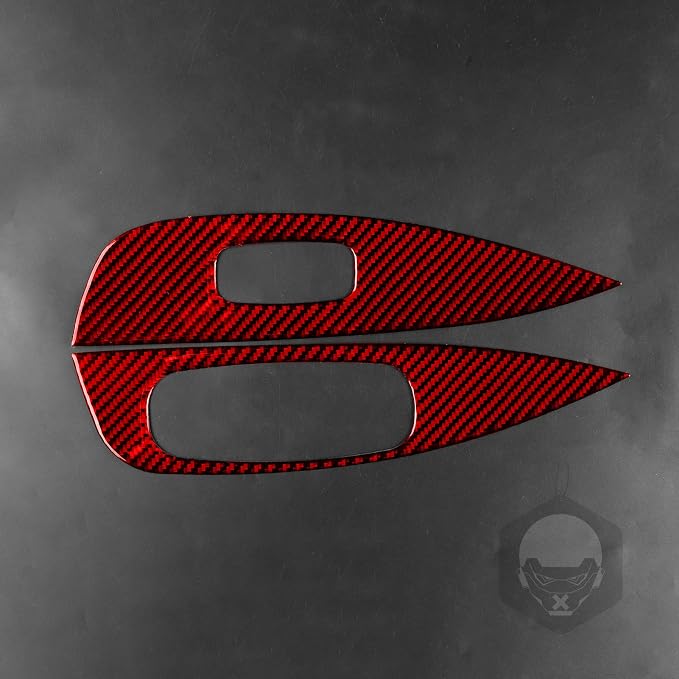 Red Real Carbon Fiber Trim for Nissan Rogue Accessories | for 2014-2020 / Rogue Sport 2017-2022 Window Lift Panel Cover Sticker Interior Thick Overlay Decal