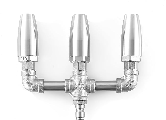 Triple Turbo Nozzle, 1/4" Quick Connect, 3000 PSI | 3 rotating stainless steel tips with 1.5 orifice for hard-surface pressure washing; not a foam cannon or surface cleaner