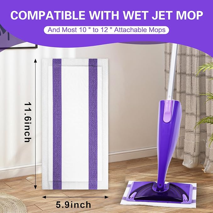 Mop Pads Refills Compatible with WetJet Mop, Disposable Mop Pads for Hardwood Floors, Tile, Laminate & Multi-Surface Cleaning, 200 Pack