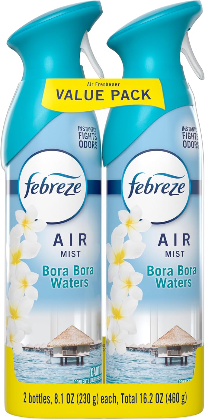 Febreze Air Mist, Air Freshener Spray, Odor Fighting Room Spray, Deodorizer for Home Bathroom Kitchen Office Apartment Dorm Room Classroom, Bora Bora Waters Scent, 8.1oz (Pack of 2)