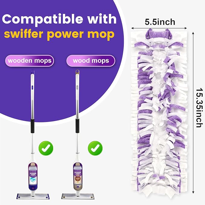 5X Cleaning Power Mop Pads Compatible with Swiffer PowerMop, Disposable Mopping Pad Refills for Cleaning, Multi-Surface Wood Floor Replacement Pads（32 Pack）