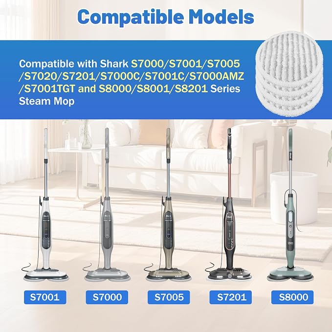 Steam Mop Replacement Pads for Shark S7001 S8201 S8001 S7201 S7000AMZ S7000 S7001TGT S7005 S7020 Series Steam Mop Pads,Steam & Scrub All-in-One Scrubbing Mop Pads,Compare Part #:XKITP7000-4 Pack