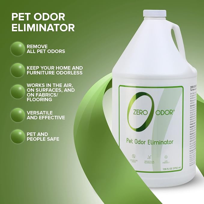 Zero Odor Pet Odor Eliminator, Air and Surface Odor Remover for Carpet, Furniture, and Pet Beds, Refill, 128 oz
