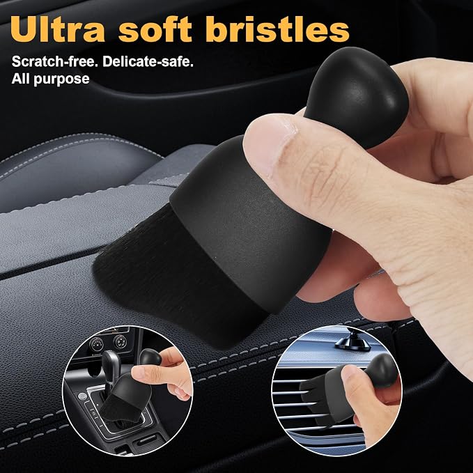 8PCS Car Detailing Kit Boars Hair Brush 160g Reusable Gel Auto Home Use | Scratch-free soft microfiber cloths, big capacity gel, complete car care set, ideal gift for all car lovers