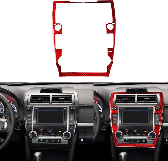 Real Carbon Fiber Trim for Toyota Camry Accessories | for 2012 2013 2014 Multimedia Panel Frame Interior Thick Overlay Decal