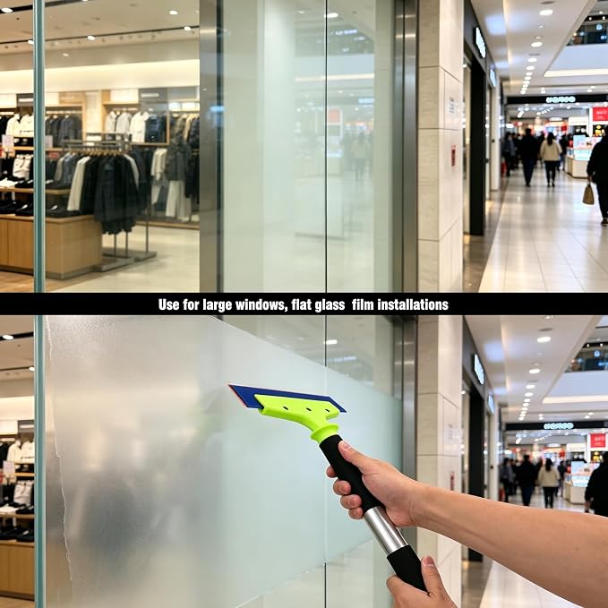 EHDIS Long Handle 8-Inch Rubber Squeegee Aluminum Tube Handle Window Tint Squeegee Auto Water Blade, Shower Squeegee for Car Windshield, Glass, Tiles, and Smooth Surfaces