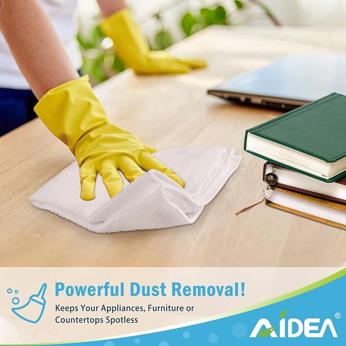 AIDEA White Microfiber Cleaning Cloth 50PK, Absorbent Cleaning Rags 12"x12" | Microfiber Towels for Cars Lint Free Soft Microfiber Towels, Kitchen Towels Dusting Cloth, Dish Rags, Cleaning Towels