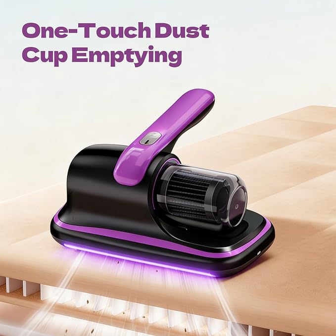 Vacuum Cleaner, Mattress Vacuum Cleaner, Bed Vacuum Roller Brushes for Pet HairPurple, Battery Powered, for Pillows Cribs Sofa, beds,Carpet