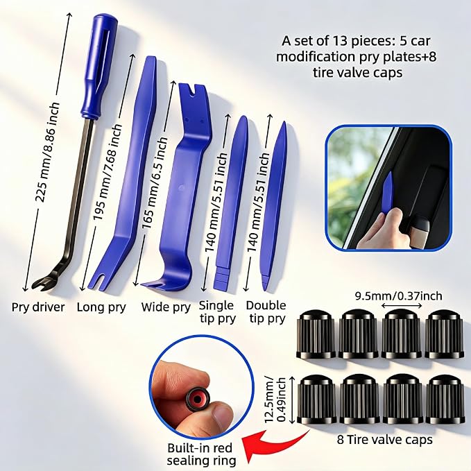 5PCS Auto Trim Removal Tool Kit, No Scratch Plastic Pry Tools for Car Dashboard Radio Audio Installer, Interior Door Clip Fastener Remover Set, Blue