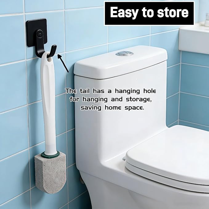 Pumice Stone Toilet Bowl Cleaner with Long Handle, 9.65 Inch, Includes 1 Handle and 3 Pumice Stones, Hard Water Stain Remover for Toilet, Bathtub, Tile, Grill