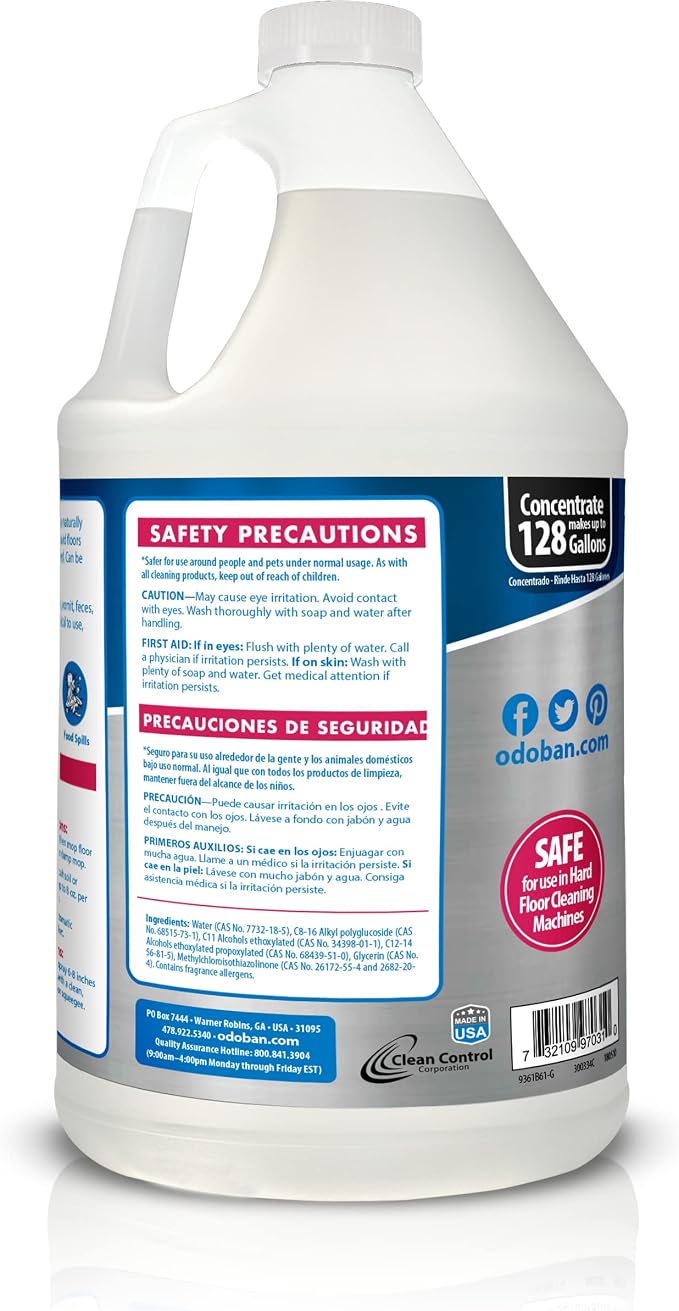OdoBan Pet Solutions No Rinse Neutral pH Floor Cleaner Concentrate, Made in the USA, Splash O' Citrus Scent, 4 Gallons