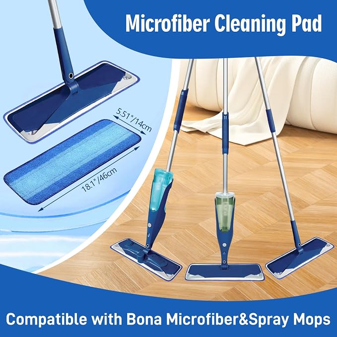 3 Pack Microfiber Cleaning Pads Compatible with Bona Mops, Safe for Hardwood and Hard-Surface Floors, Washable, Reusable