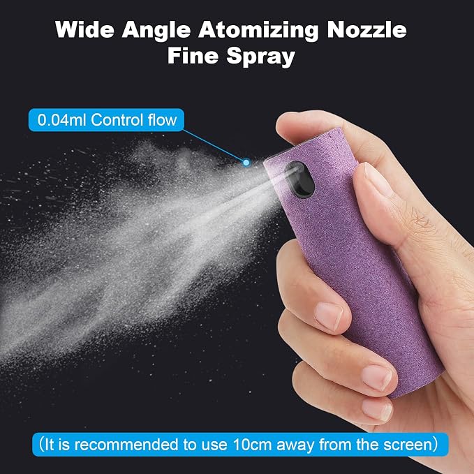 4 Pack Screen Cleaner 3-in-1 Touchscreen Mist Cleaner Spray and Microfiber Cloth Built-in Cleaning Solution Portable Reusable Fingerprint-Proof Spray Bottle for Phone Laptop iPad TV Monitor Car Screen