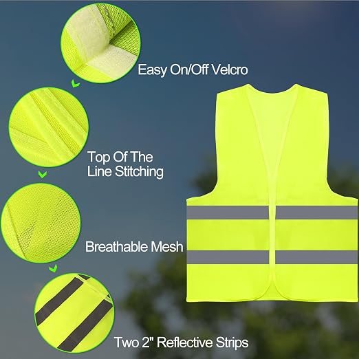 6-Pack Reflective Safety Vest & Grabber Tool Kit Yellow, 32-Inch Reacher Tool, Trash Picker for Litter, Ideal for Construction & Cleaning Teams