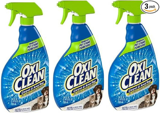 OxiClean Carpet and Rug Cleaner, Pet Stain and Odor Remover Spray, 24 fl oz (Pack of 3)