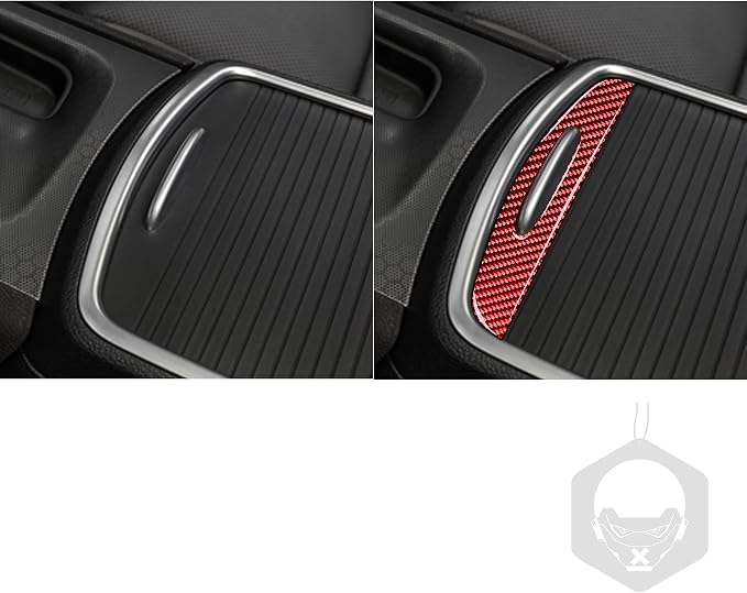Console Armrest Panel Fit for Dodge Charger/Chrysler 300 2011-2023 | Real Carbon Fiber | Accessories | Cover Central Console Armrest Box Lower Trim Sticker | Thick Overlay | Self-adhesive | Red