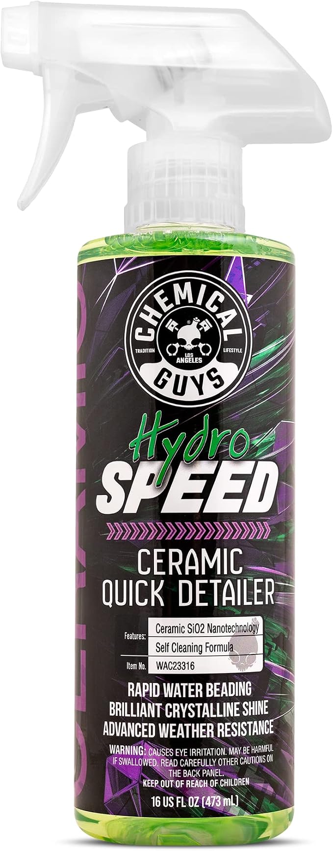 Chemical Guys, HydroSpeed Ceramic Quick Detailer Spray, Slick Gloss, 16 oz | Ceramic polymers boost gloss, slickness and water beading, tops up coatings and wax on paint, glass and wheels