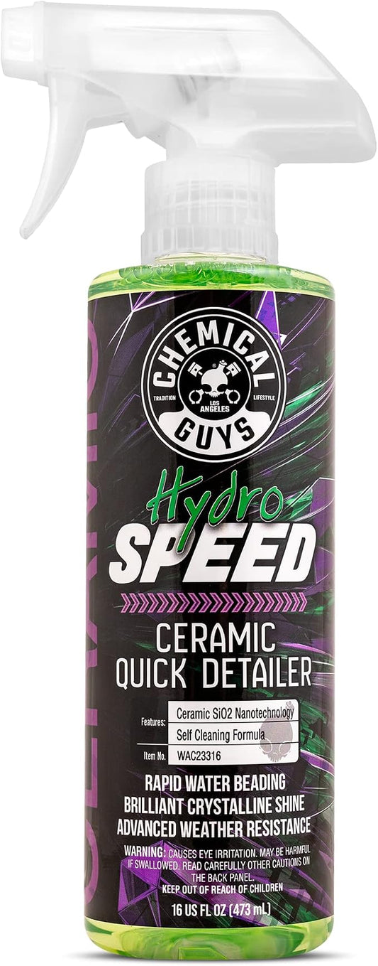 Chemical Guys, HydroSpeed Ceramic Quick Detailer Spray, Slick Gloss, 16 oz | Ceramic polymers boost gloss, slickness and water beading, tops up coatings and wax on paint, glass and wheels