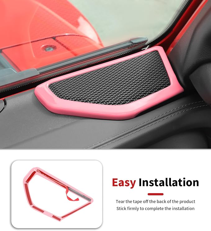 JWWY Interior Trim Kit Dress-Up Kit Decor Set Center Console Gear Shift Dashboard Panel,Door Window Switch Knob Speaker Cover Trim for 2024–2026 Jeep Wrangler JL JLU & Gladiator JT Pink 28pcs