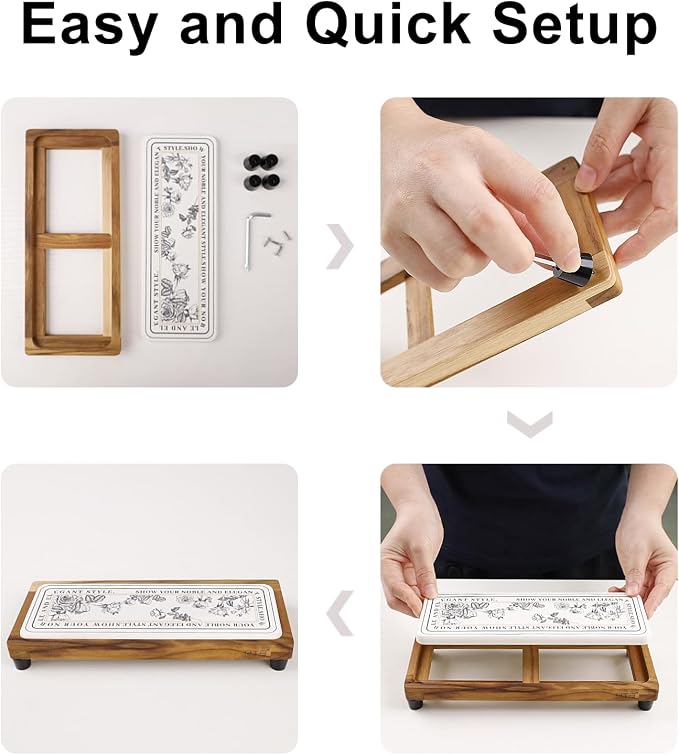 HTB Teak Instant Sink Caddy Organizer, Absorbing Stone Bathroom Tray White | Teak, Keep Dry, Caddy Organizer, Water Absorbing Stone, Non-Slip, Bathroom, Quick Drying, White