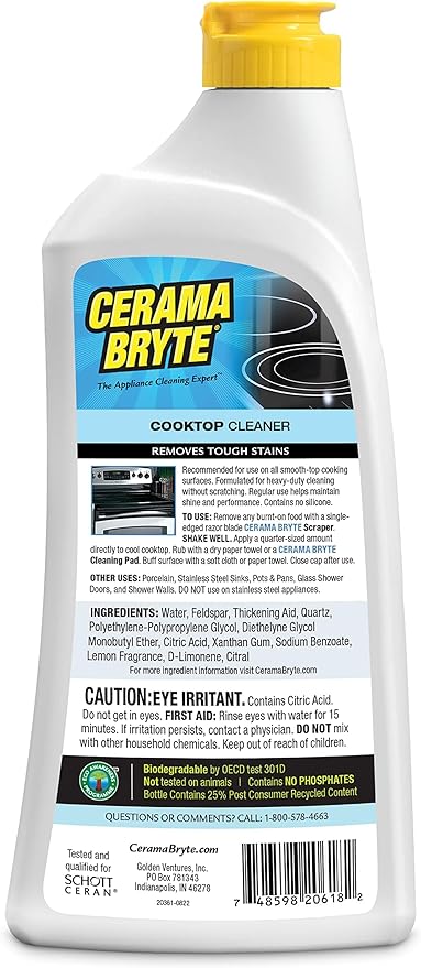 Cerama Bryte Cooktop Cleaner for Glass-Ceramic Surfaces, 18 oz, 4 Pack