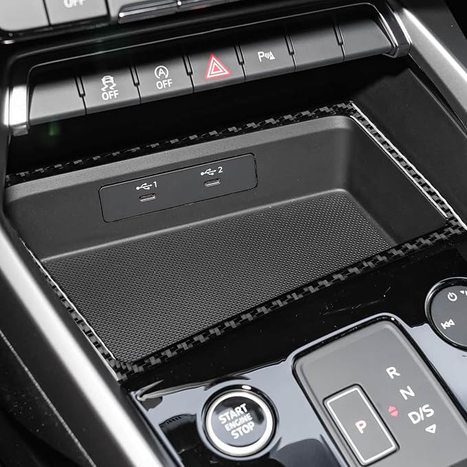 Carbon Fiber Center Console Stickers Fit for Audi A3 8Y S3 2021-2025 | Trim Center Console Storage Box Surround | Accessories | Self-adhesive