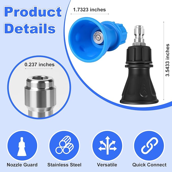 Pressure Washer Nozzle Guard,2 Pack 25 Degree/40 Degree Pressure Washer Nozzle with Protector Holder,High Efficiency Cleaning,Power Washer Tips with 1/4" Male Quick Connect,Stainless Steel