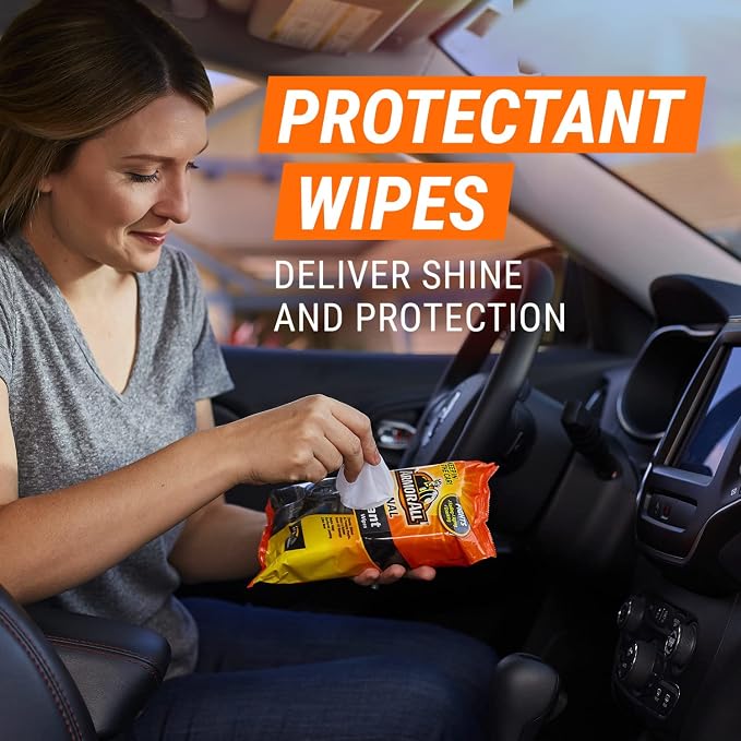 Armor All Car Protectant Wipes, Interior Car Wipes with UV Protection Against Cracking and Fading, 60 Count